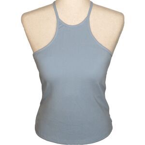 OGL Blue Soft Stretchy Cotton Blend Racerback Padded Shelf Bra Brami Tank Sz L